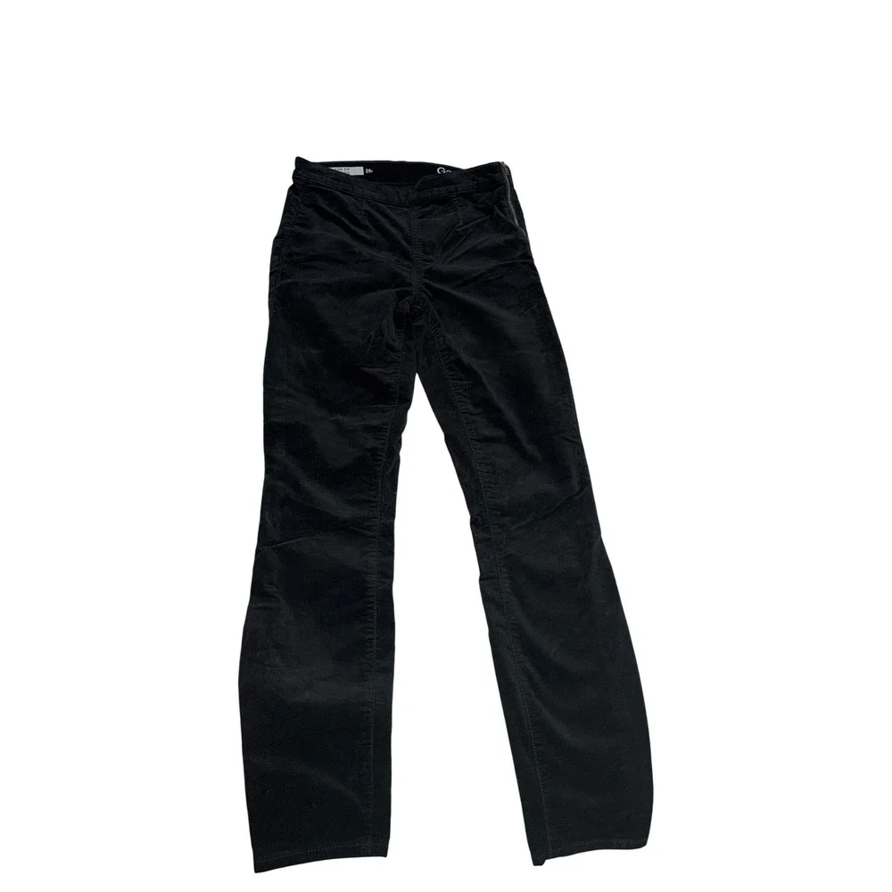 Gap 1969 Black Corduroy Side Zip Legging Pants Women‎ Size 26 Regular